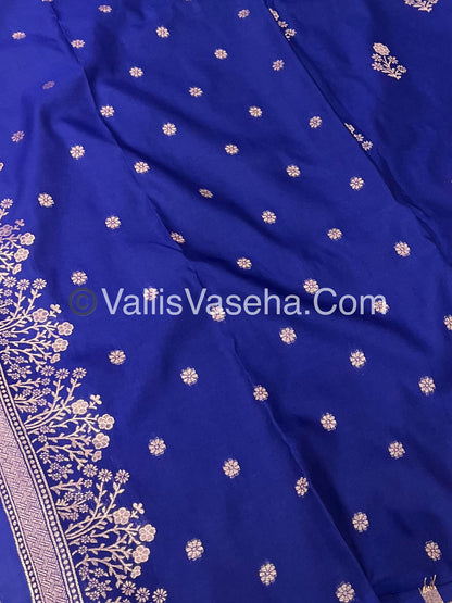 Semi Soft Silk with Border - Blue Shade  -VVSSS013