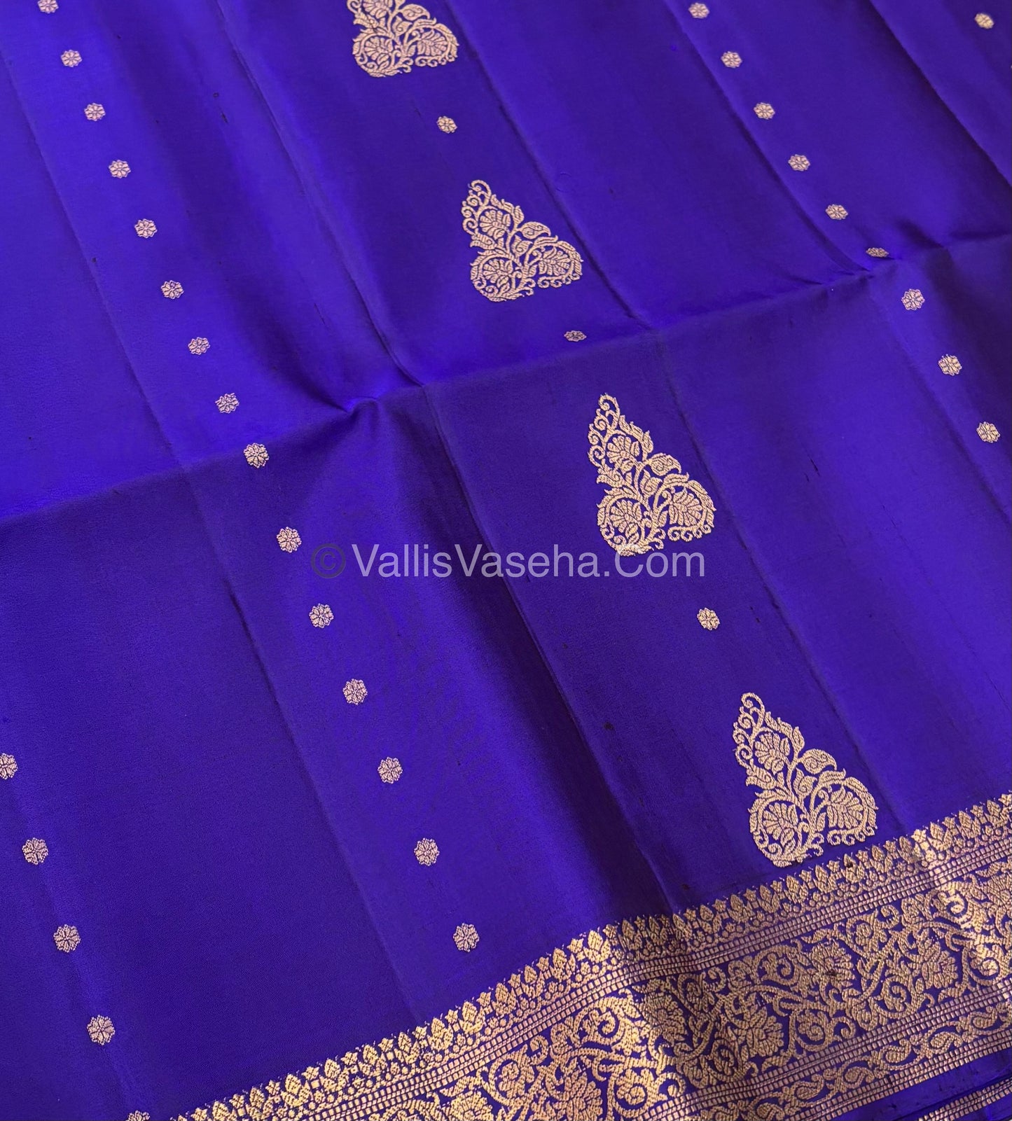 Pure Soft Silk Saree - Kanchi Border - Blue Shade - VVPSS033