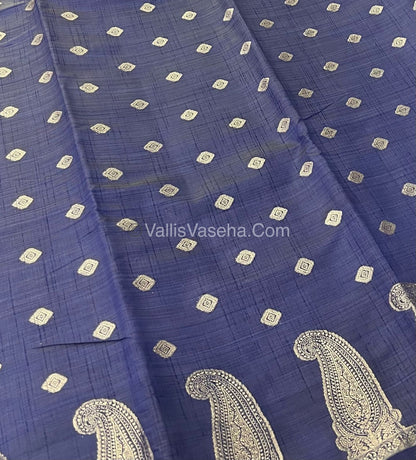 Semi Tussar Silk Saree - Navy Blue shade - VVSTS010