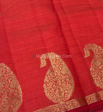 Semi Tussar Silk - Small Mango - Red Shade - VVSTS002