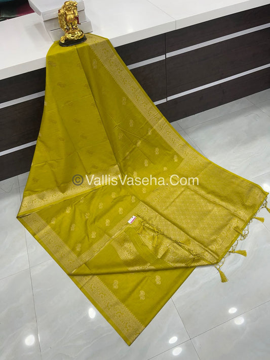 Banarasi - Heritage Silk - Semi Kathan Silk - Lemon Yellow Shade- VVBHS004
