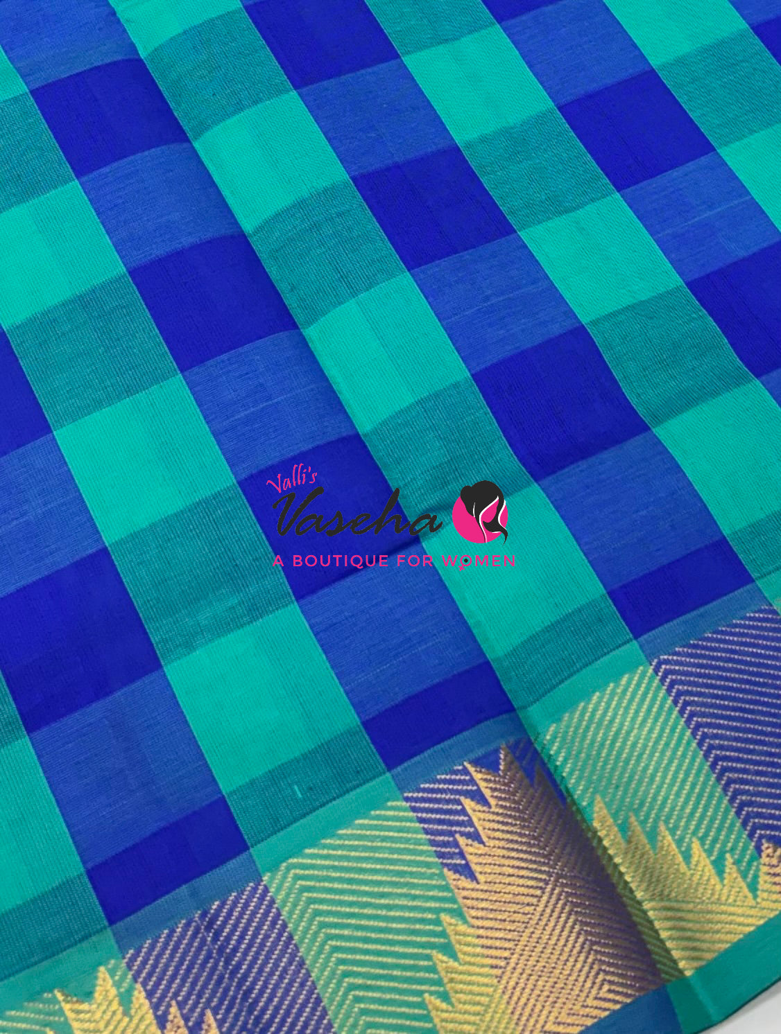 Semi Silk Cotton Saree |  Pazhum Pazhamum Checks Design |VVSSC018