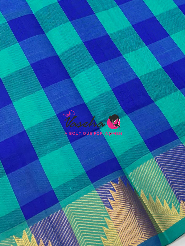 Semi Silk Cotton Saree |  Pazhum Pazhamum Checks Design |VVSSC018