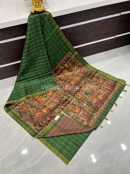 Semi Gicha Tussar Silk Saree - checks pattern - VVSGT001