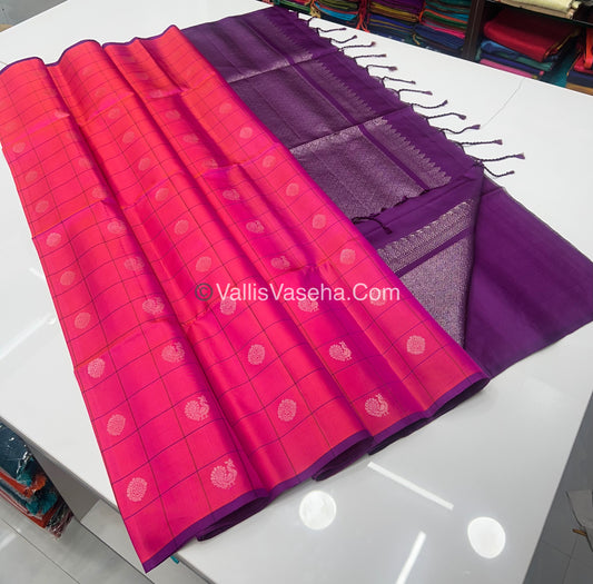 Pure Soft Silk Saree - Pink & Purple - VVPSS047