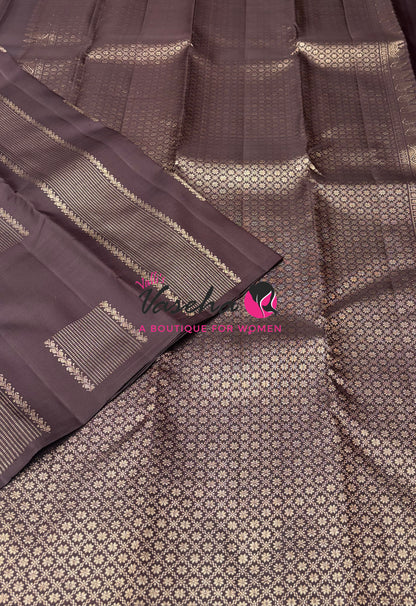 Pure Kanchipuram Silk Saree - Brown Shade - VVPS054