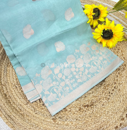 Banarasi Premium Viscose Saree - Pastel Blue Shade - VVBPV001