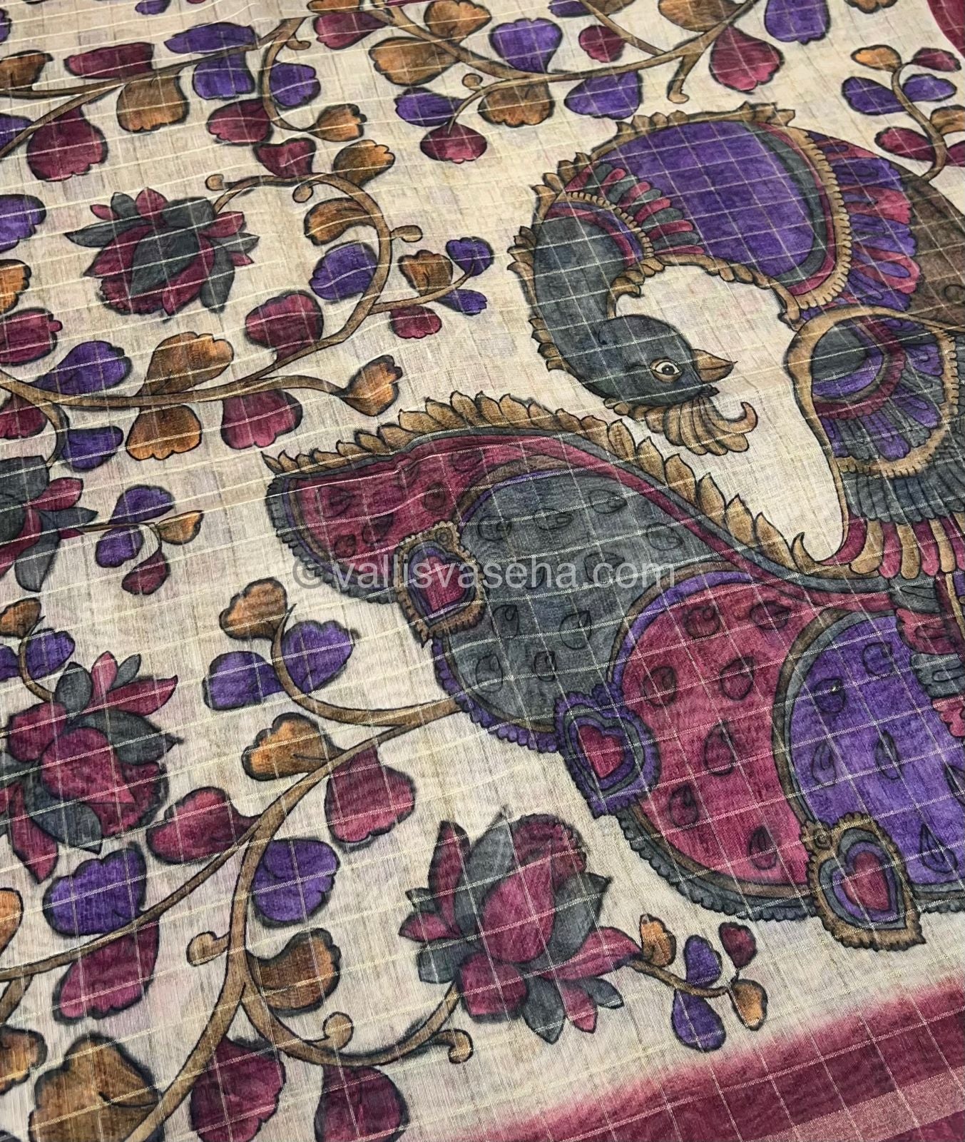 Semi Chanderi Saree - checks pattern - VVSCS002