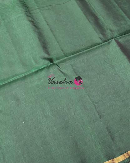 Half Mixed Soft Silk Saree - Kolam Design - Green Shade - VVPSS077