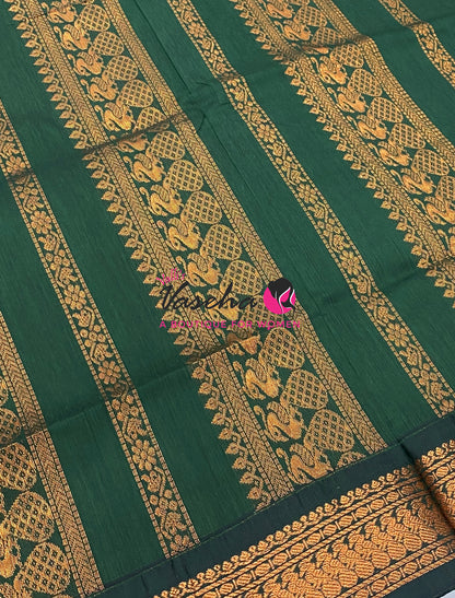 Kalyani Cotton Saree - Yellow With Green Shade - VVKC002