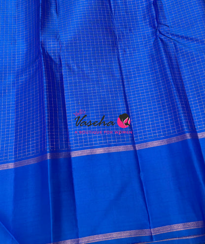 Pure Kanchipuram Silk Saree - Blue Shade - VVPS100