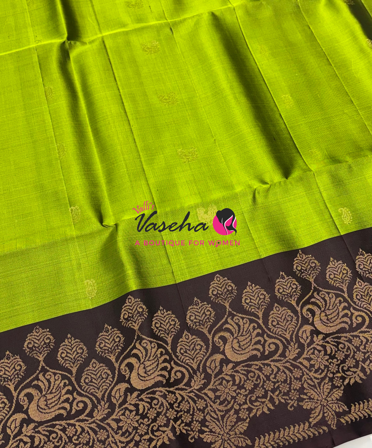 Pure Soft Silk Saree - Green & Brown - VVPSS119
