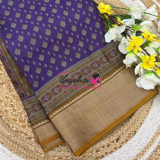 Casual Wear - Semi Patola Silk - Purple & Yellow Shade - VVSPS001