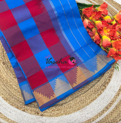 Semi Silk Cotton Saree | Pazhum Pazhamum Checks Design |VVSSC020