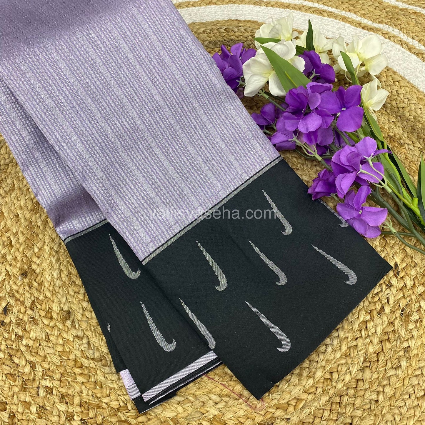 Kanchi Semi Silk - Light Lavender with Black - VVKSS001