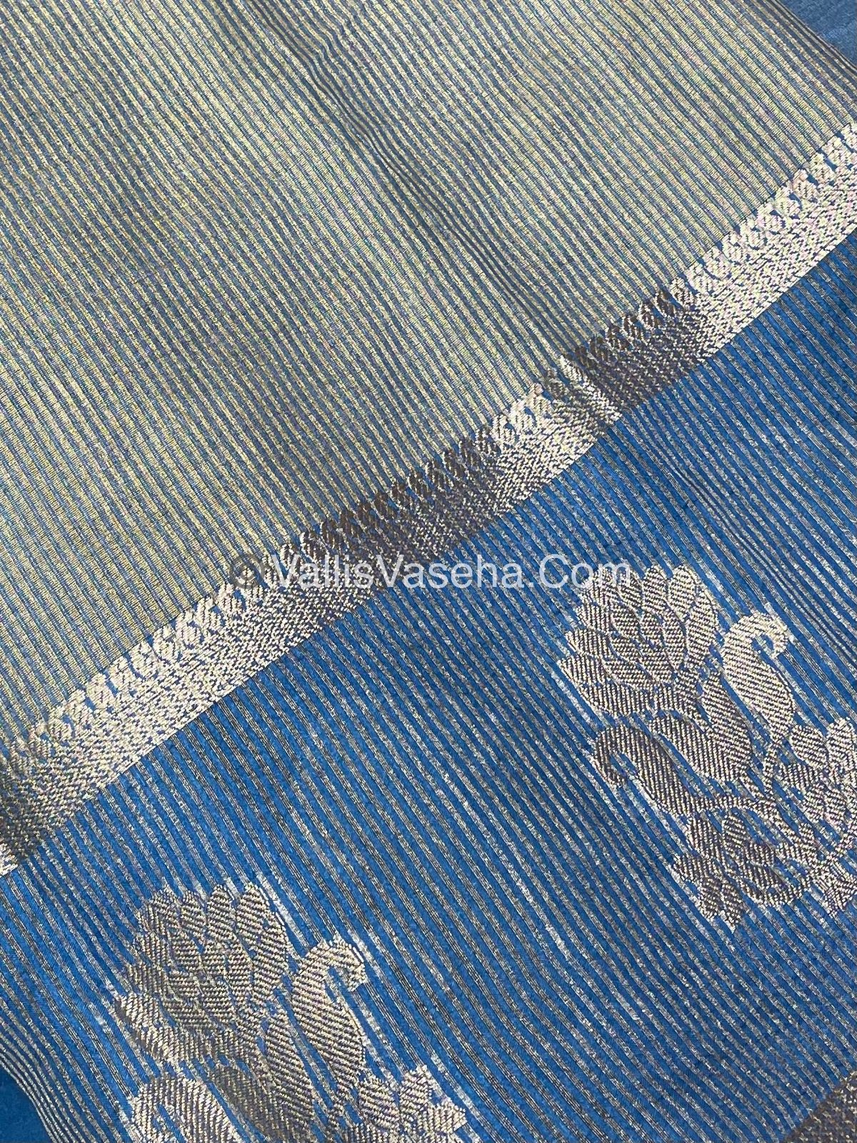 Semi Tissue Tussar Silk - Blue Shade - VVSTS043