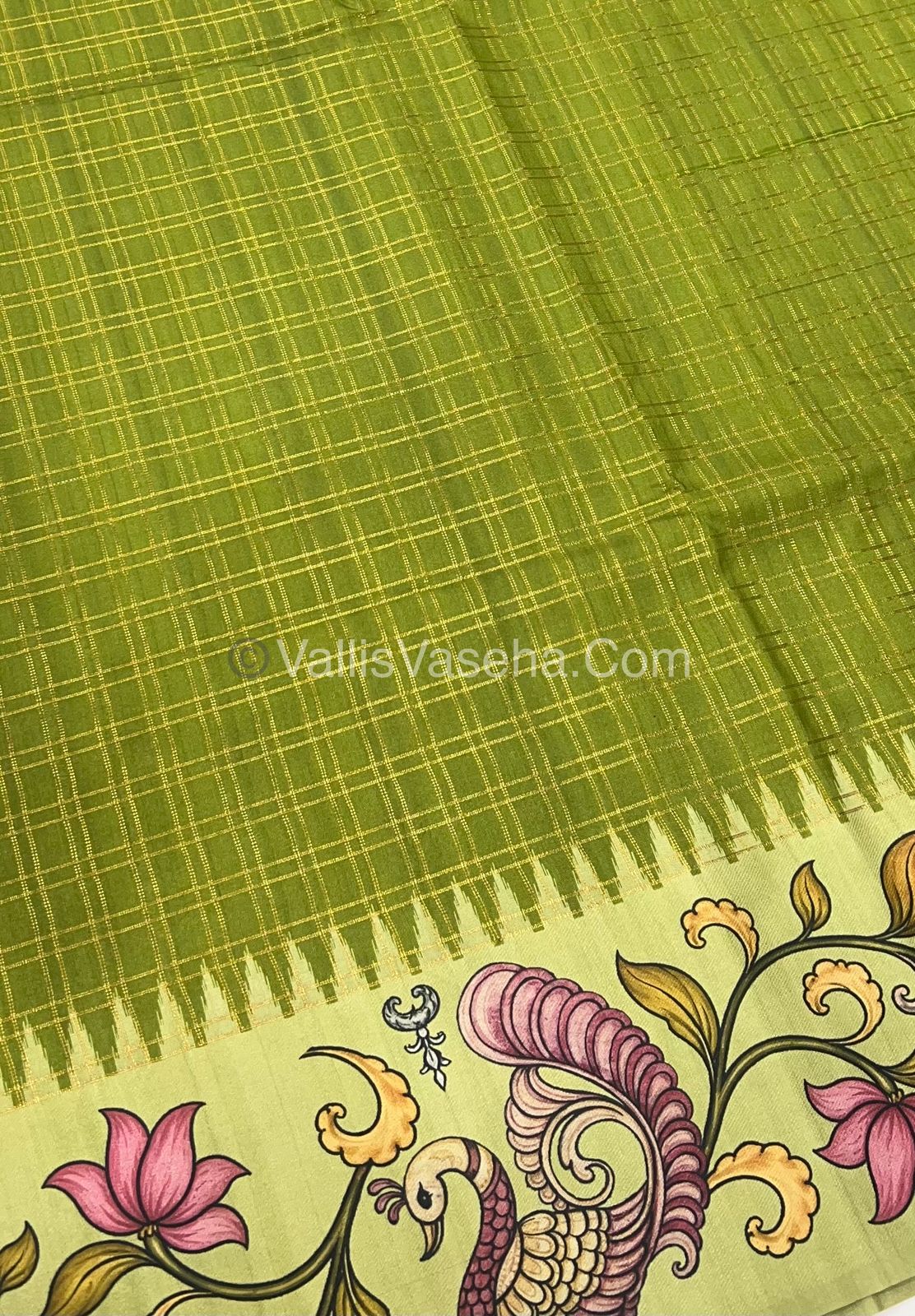 Semi Tussar Silk - Green With Green Shade  - VVSTS040