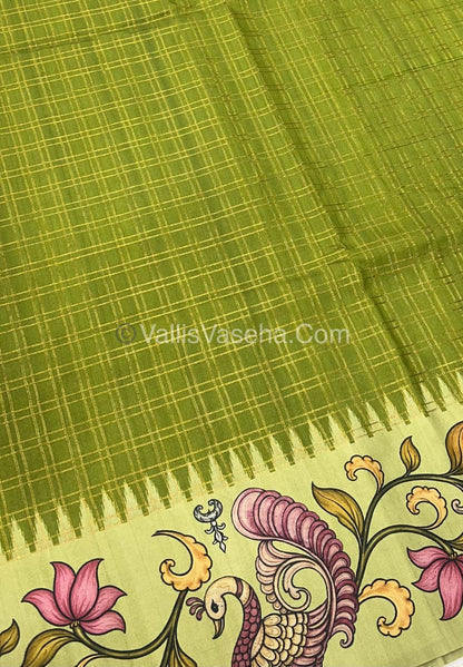 Semi Tussar Silk - Green With Green Shade  - VVSTS040