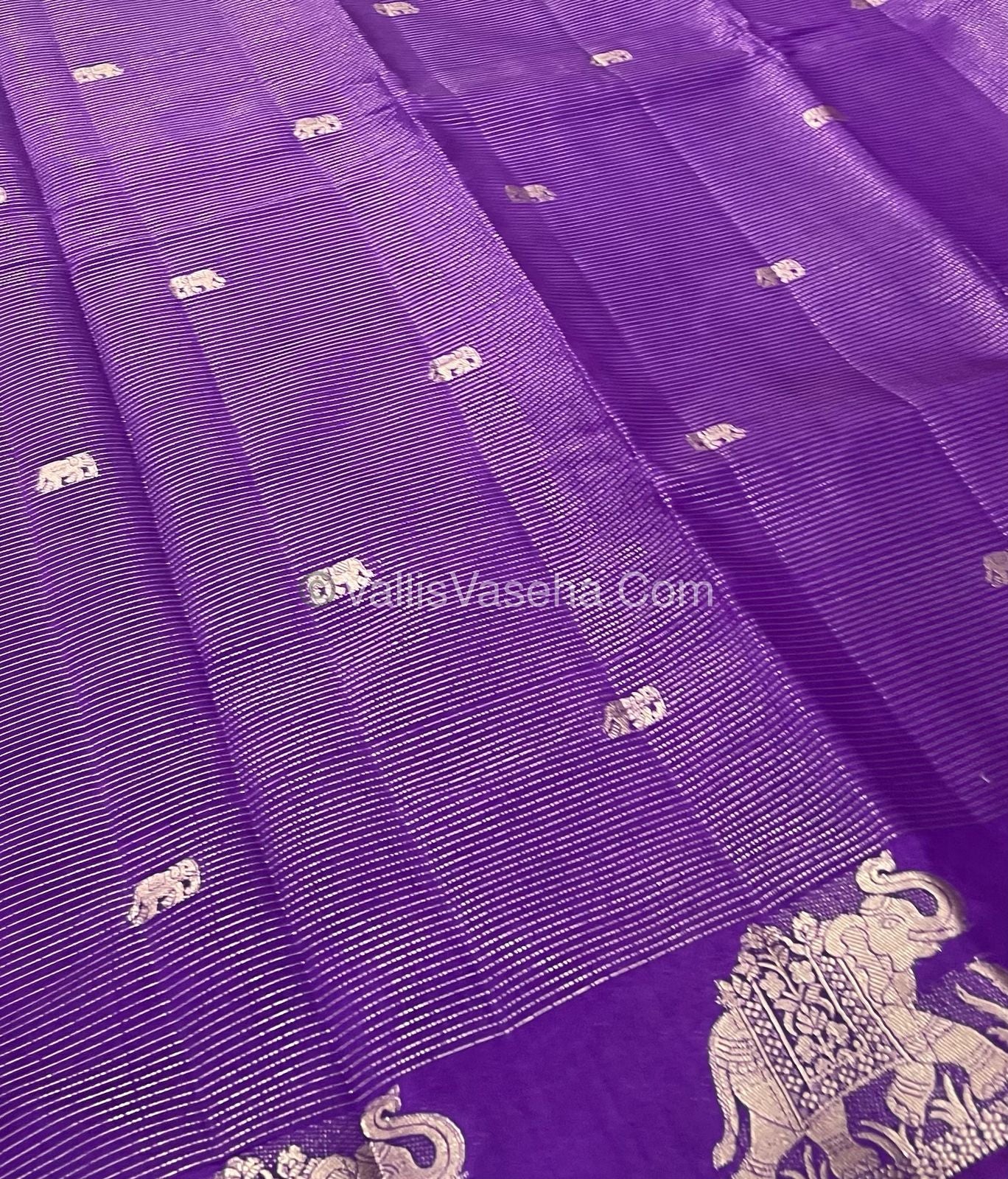 Semi Tussar Silk - Vairavoosi & Elephant Design - Violetish Purple shade-VVSTS019