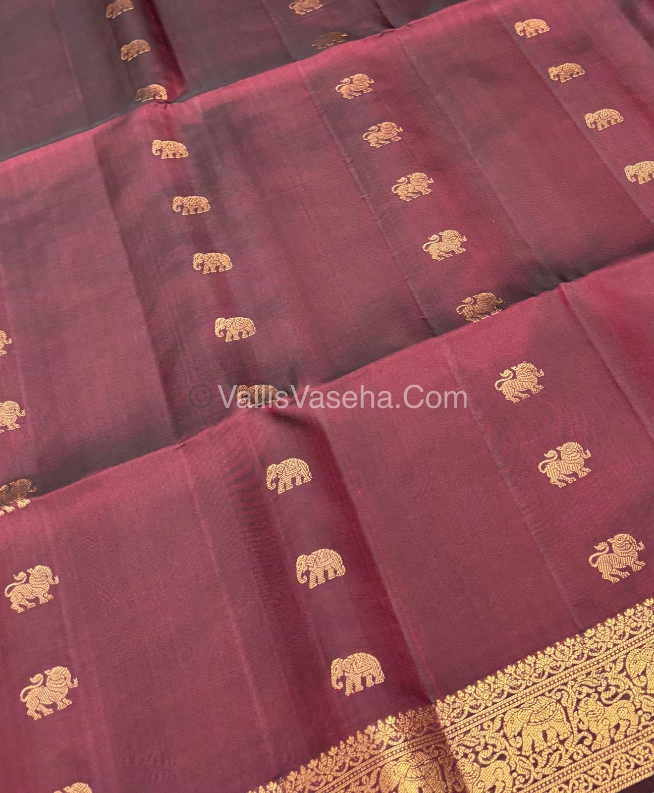 Pure Soft Silk Saree - Kanchi Border -  Maroon Shade - VVPSS046