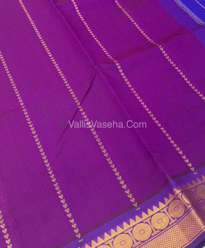 Semi Silk Cotton Saree - Purple  With Blue Shade - VVSSC005