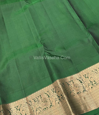 Half Mix - Pure Soft Silk Saree - Green & Dark Green Shade - VVPSS031