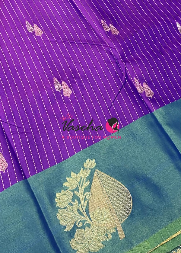 Semi Soft Silk - Purple  With Dual Tone Bluish Green Combo -VVSSS039