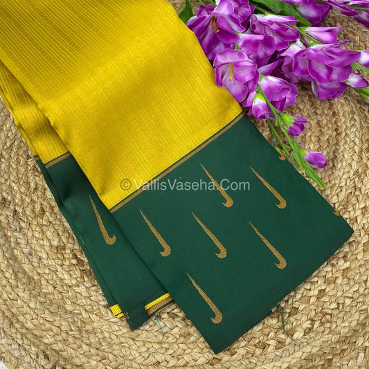 Kanchi Semi Silk - Yellow with Green  VVKSS001