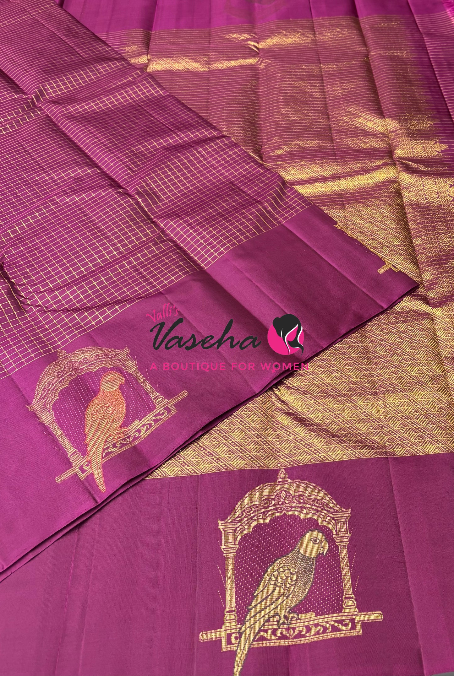 Pure Kanchipuram Silk Saree - Purple  Shade  -  VVPS058