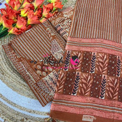 Unstitched Material | Fancy Cotton Material |Rust Orange Shade | VVUSM086￼
