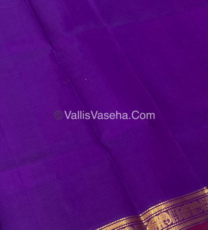 Pure Silk Cotton Saree - Retta Mayil Design - Purple Shade - VVRMS001
