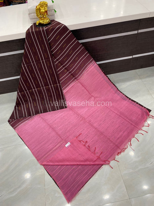 Bhagalpuri Silk - Brown With Pink - VVBS004