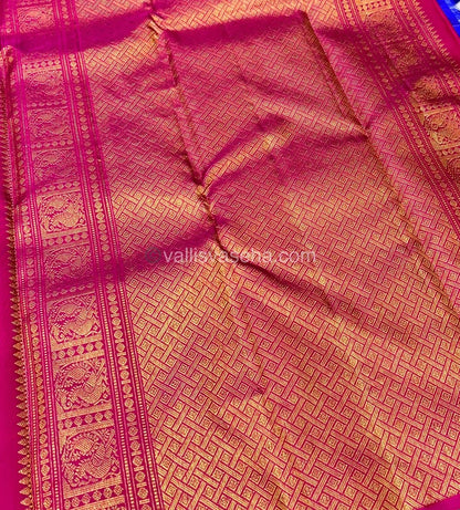 Pure Kanchipuram Silk Saree - Lavender (Light Purple) with Pink - VVPS005