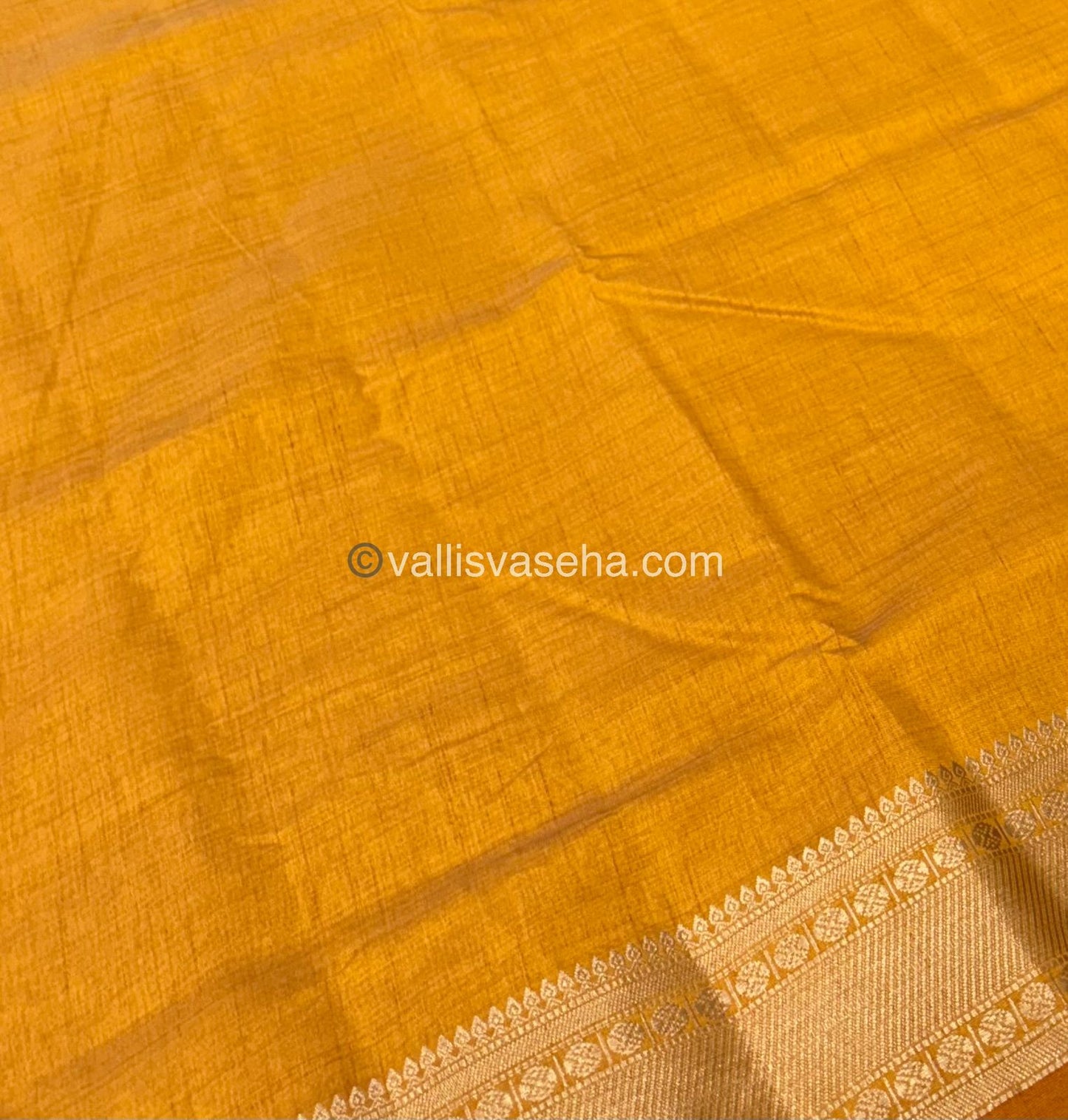 Semi Tussar Silk - Grand Pallu Mango Yellow Shade - VVSTS023
