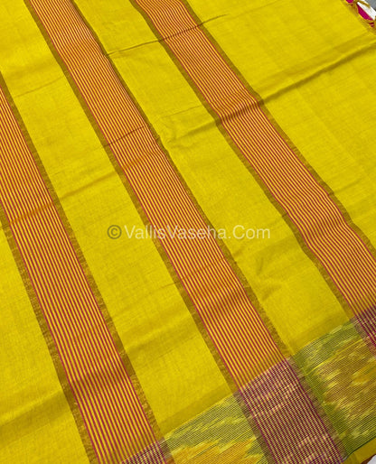 Semi Silk Cotton Saree - Pink & Yellow - VVSSC001