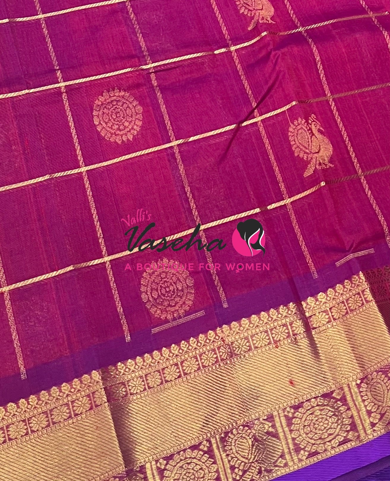 Pochampally Silk Cotton Saree - & ￼ ￼ purplish Maroon - VVPPS001