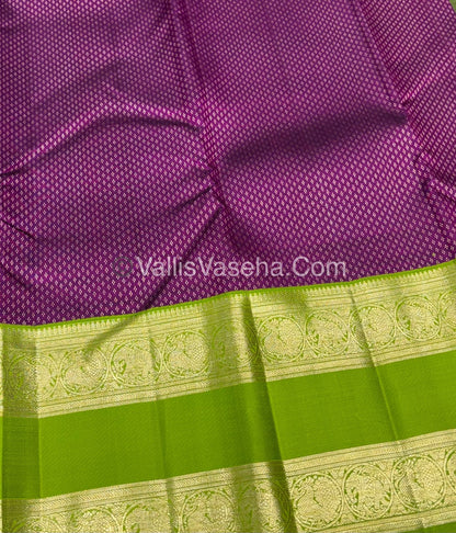Pure Vintage Korvai Kanchipuram Silk Saree - Purple & Green Combo - VVPS039