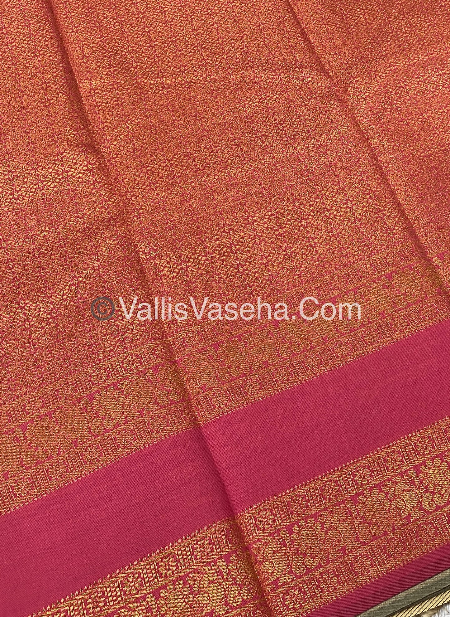 Kanchi Semi Silk - Mayil & Chakkaram design - Cream  with Pink - VVKSS001