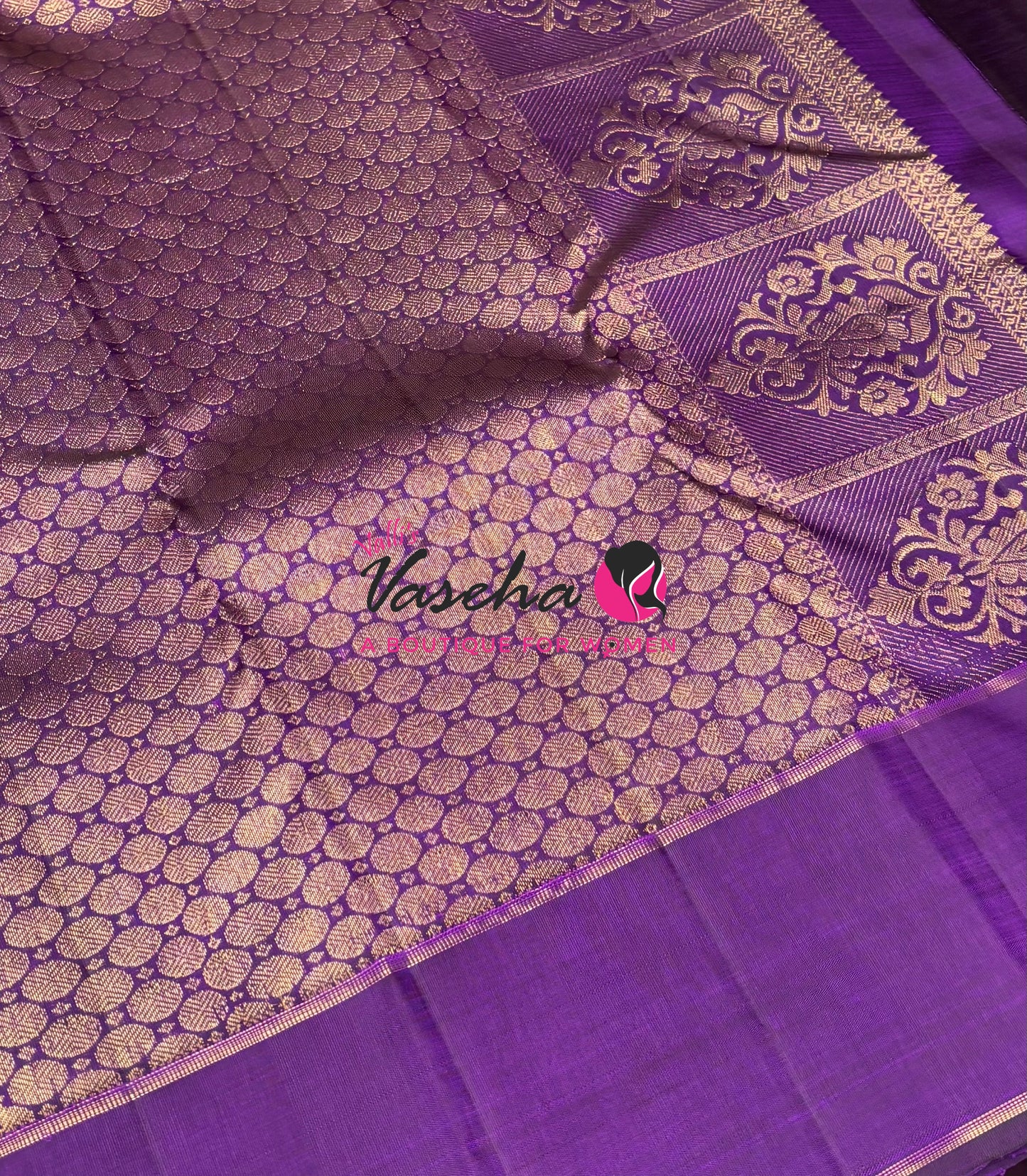 Pure Kanchipuram Silk Saree - Onion Pink Mixed Peach & Purple Shade  - VVPS073