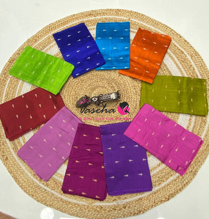 Blouse Bit - Pack Of 10pcs - Assorted-  Light - Semi Raw Silk - Thread Butta - 1 mtr - VVBB006