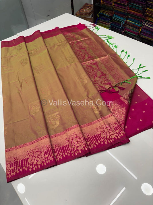 Semi Soft Silk - Mustard With Pink Shade -VVSSS030 - 4