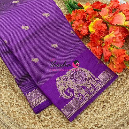 Semi Tussar Silk Saree | Purple Shade |VVSTS060