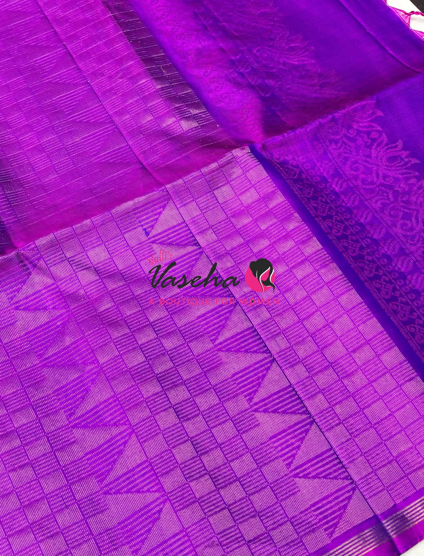 Pure Soft Silk Saree  - Blue & Purple Combo  - VVPSS055