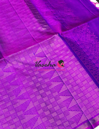 Pure Soft Silk Saree  - Blue & Purple Combo  - VVPSS055