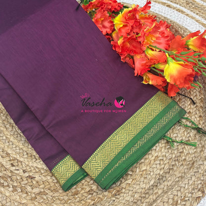 Fancy Mixed Cotton - Purplish maroon With Green Shade - VVFMC005