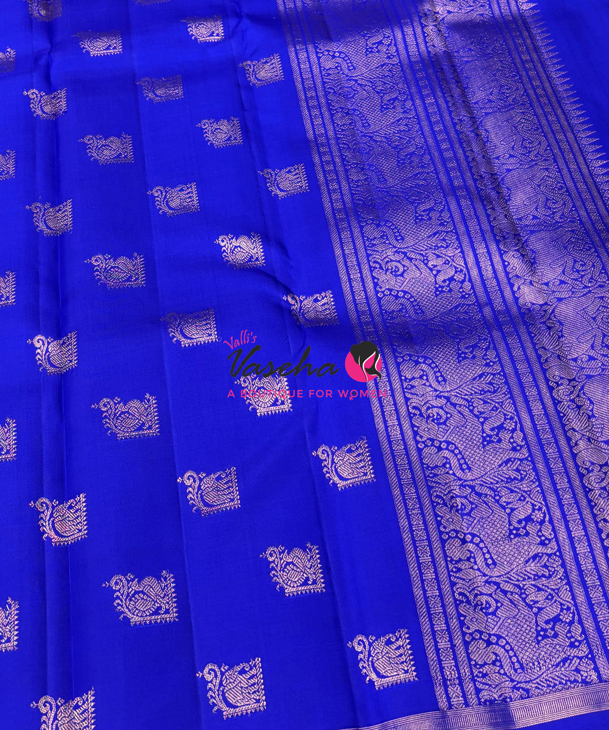 Pure Kanchipuram Silk Saree - Blue Shade - VVPS046