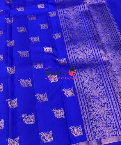 Pure Kanchipuram Silk Saree - Blue Shade - VVPS046
