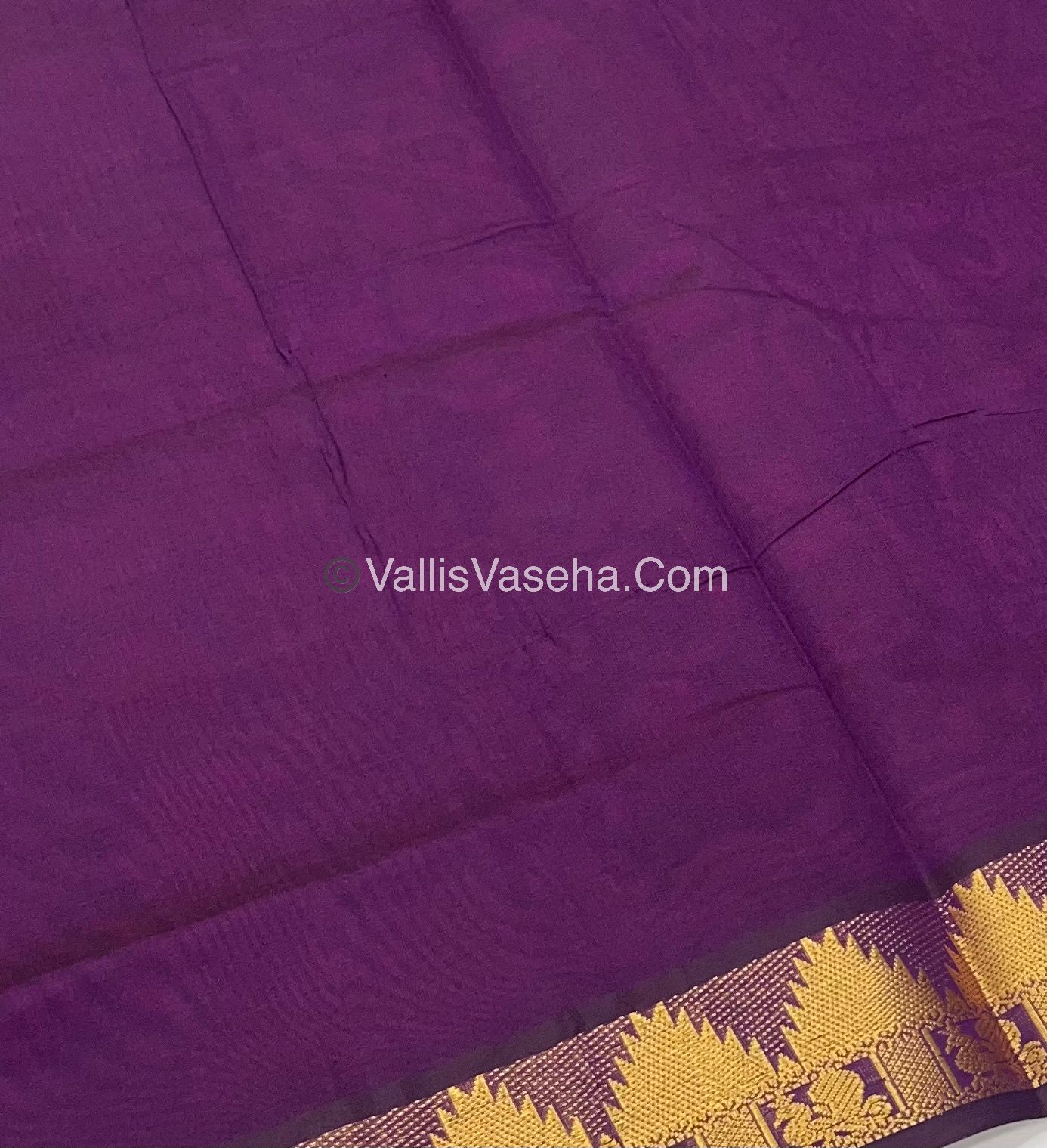 Semi Silk Cotton Saree - Pink With Dark Purple Shade - VVSSC005