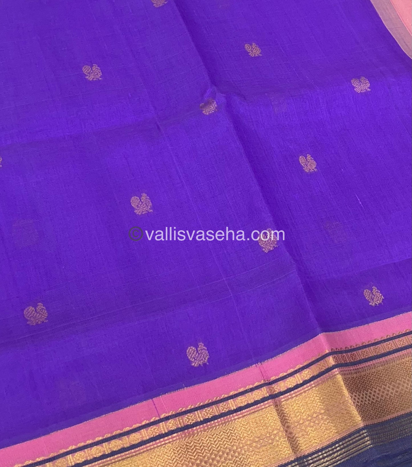 Pure Korvai Silk Cotton Saree - Lavender with Pink - VVKSC004