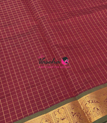 Semi Silk Cotton Saree - Checks Pattern - VVSSC019